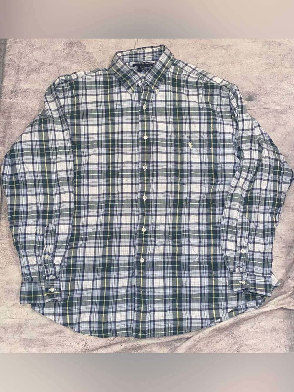 Vintage 90s Polo Ralph Lauren The Big Shirt Plaid Check Button Down Prep Pony L